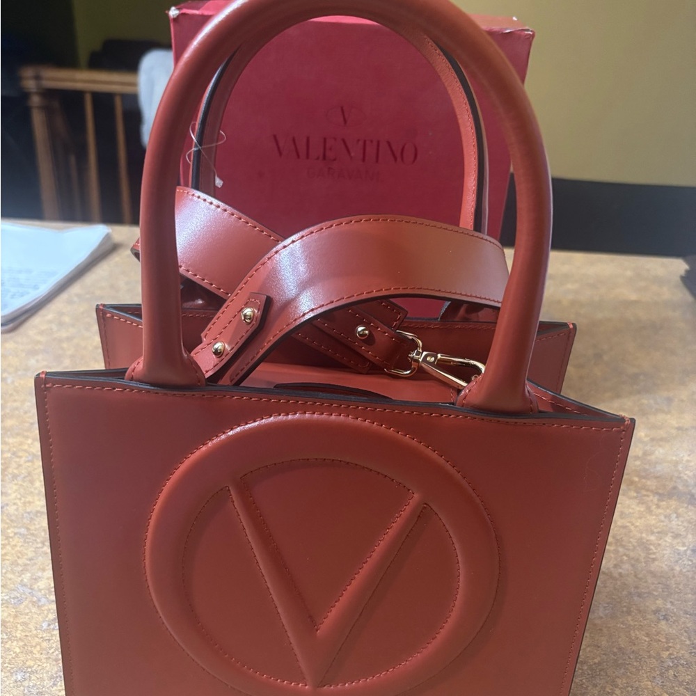 Valentino Garavani Red Orange Satchel